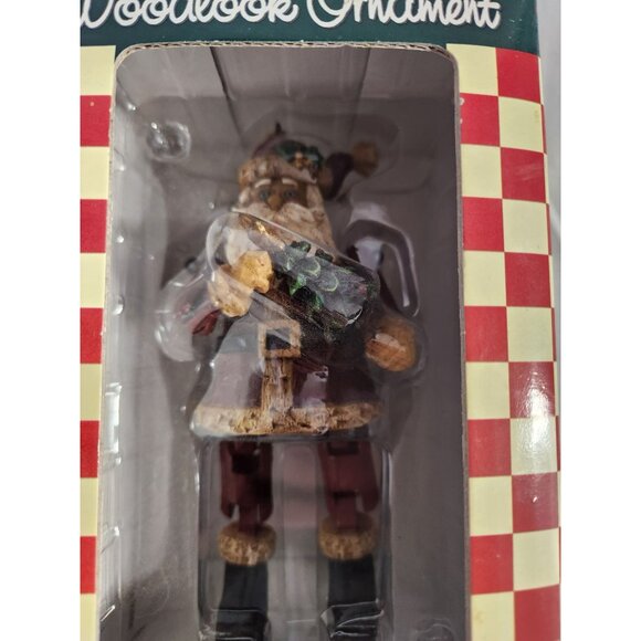 NOS Vintage Woodlook Ornament Santa 5.5 x2.5 - Picture 2 of 3